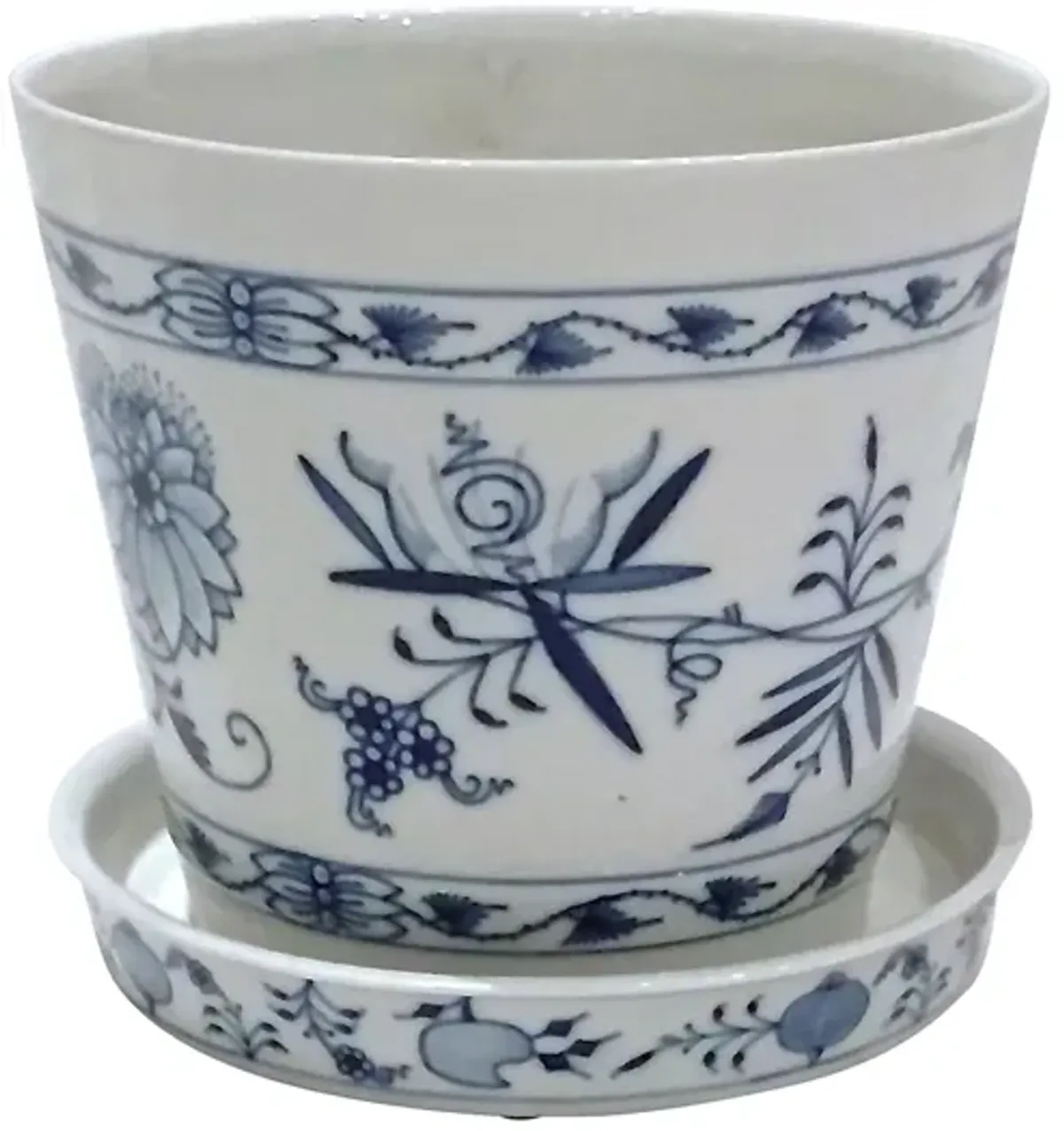 Meissen Blue Onion Floral Cachepot - Vermilion Designs