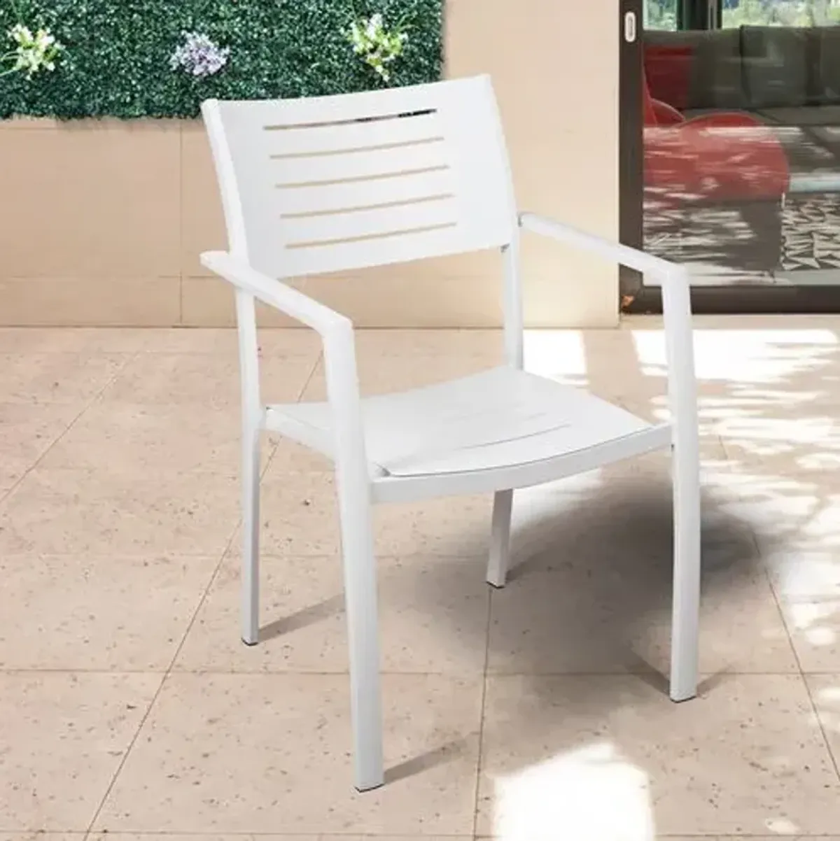 Set of 4 Noordam Outdoor Aluminum Armchairs - White