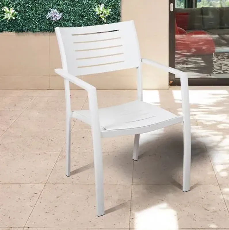 Set of 4 Noordam Outdoor Aluminum Armchairs - White