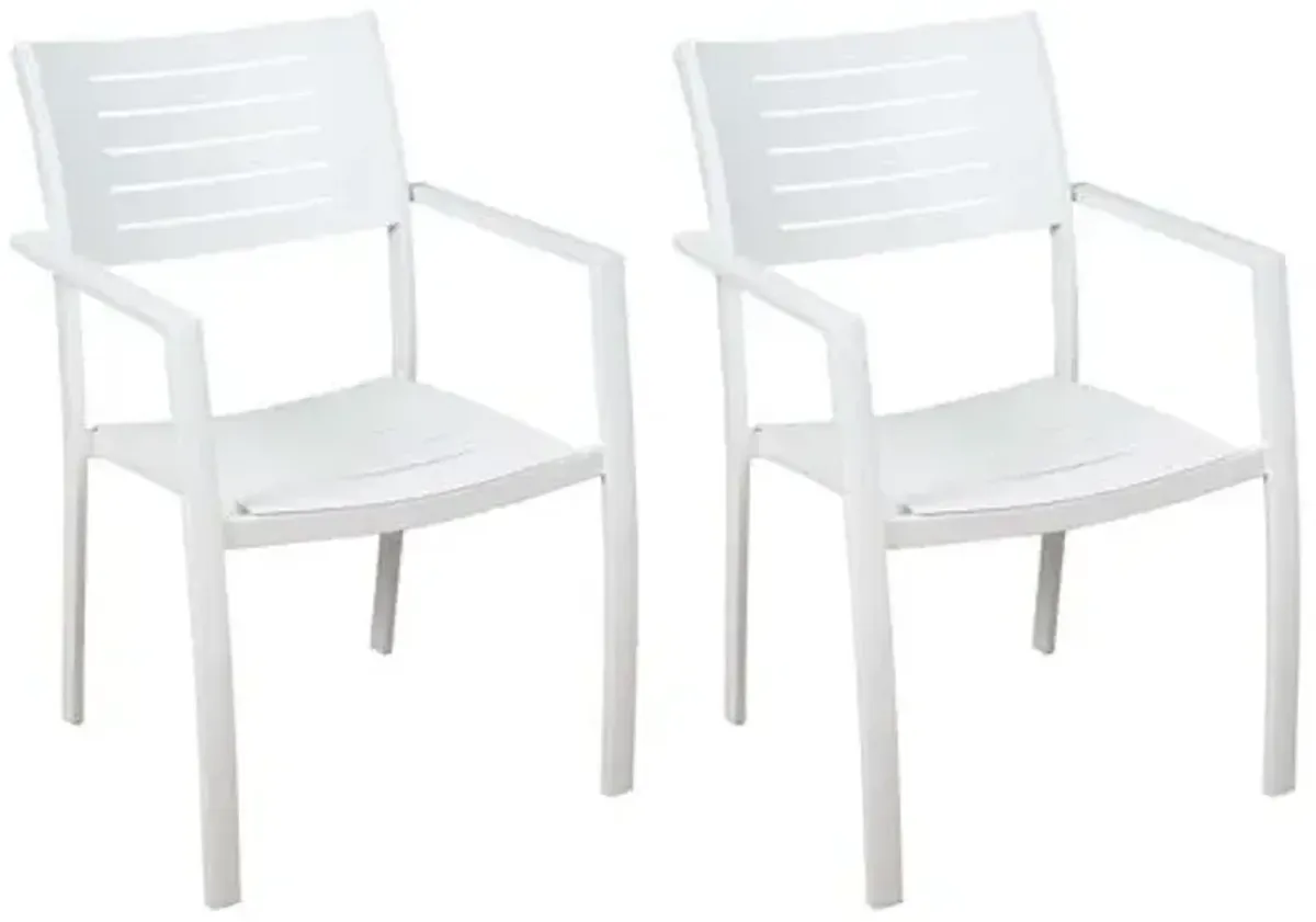 Set of 4 Noordam Outdoor Aluminum Armchairs - White