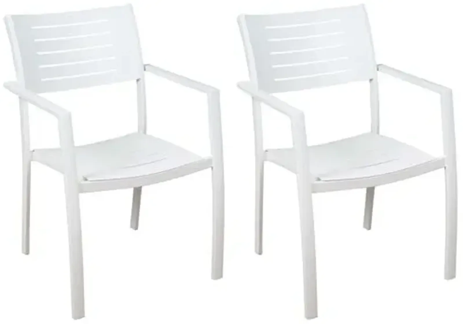 Set of 4 Noordam Outdoor Aluminum Armchairs - White