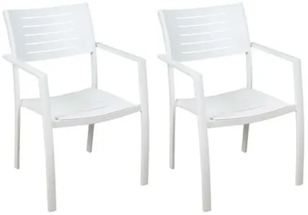 Set of 4 Noordam Outdoor Aluminum Armchairs - White