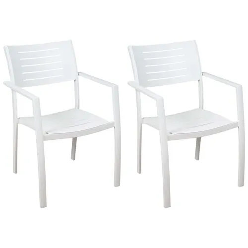 Set of 4 Noordam Outdoor Aluminum Armchairs - White