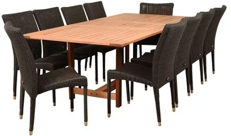 Catania 11-Pc Outdoor Dining Set - Natural/Distressed Gray