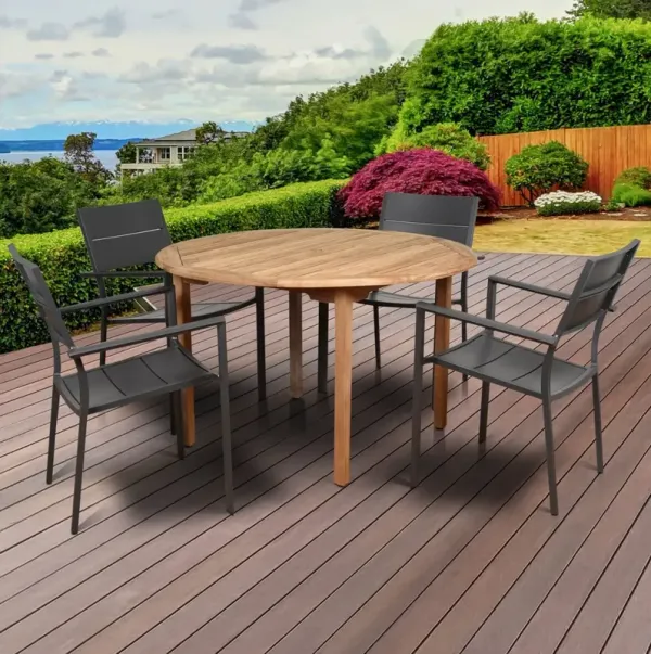 Koningsdam 5-Pc Round Dining Set, Natural/Gray