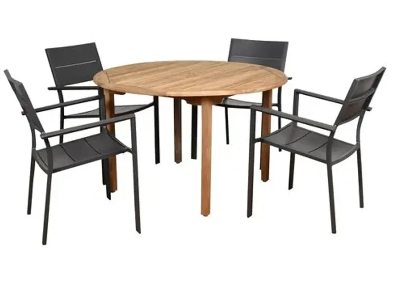 Koningsdam 5-Pc Round Outdoor Dining Set - Natural/Gray