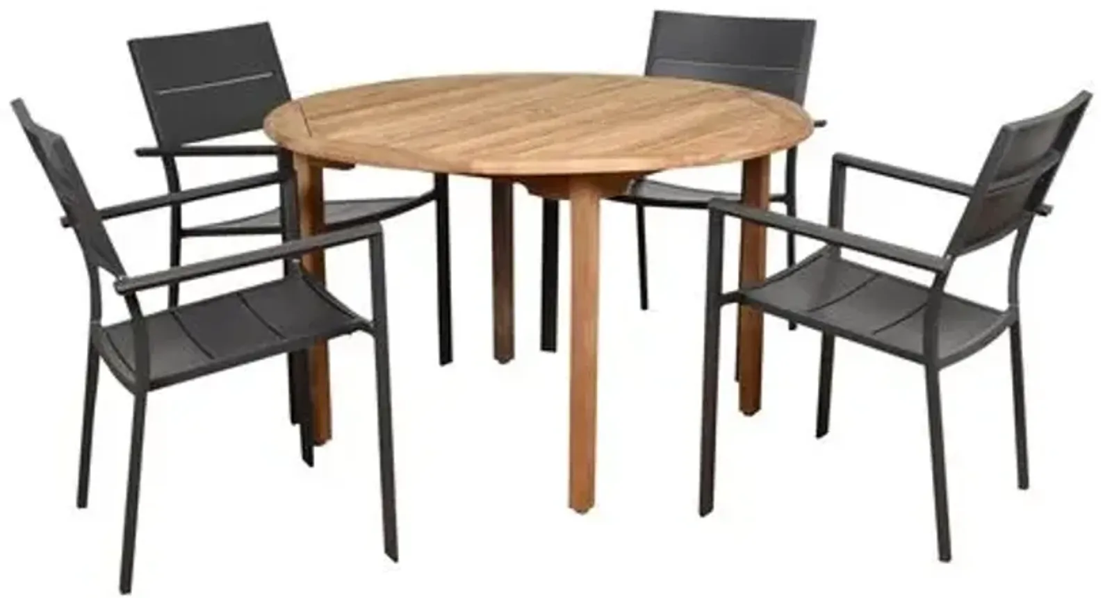 Koningsdam 5-Pc Round Outdoor Dining Set - Natural/Gray