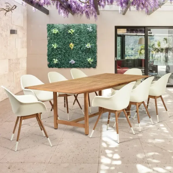 Charlotte 9-Pc Dining Set, White/Natural