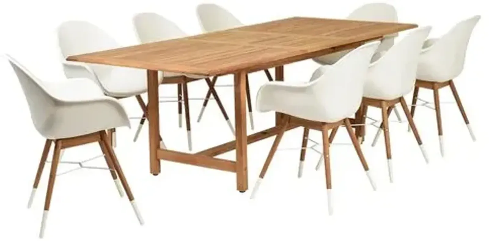 Charlotte 9-Pc Outdoor Dining Set - White/Natural