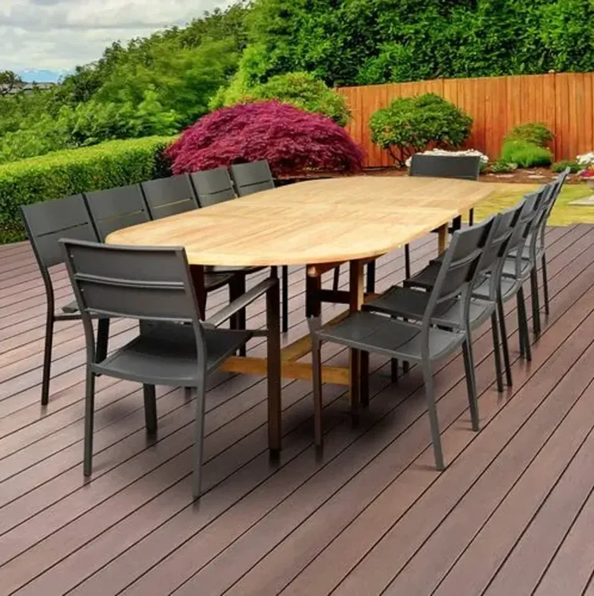 Koningsdam 13-Pc Extension Outdoor Dining Set - Gray