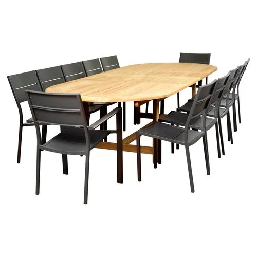 Koningsdam 13-Pc Extension Outdoor Dining Set - Gray