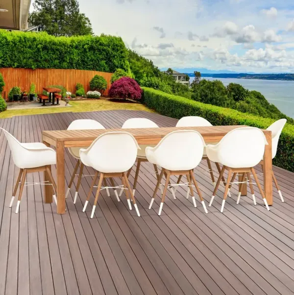 Charlotte 9-Pc Amazonia Dining Set, White/Natural