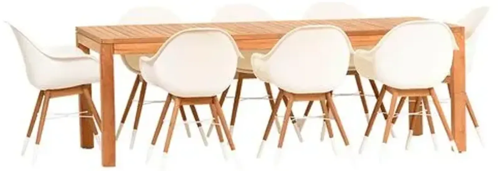 Charlotte 9-Pc Amazonia Outdoor Dining Set - White/Natural