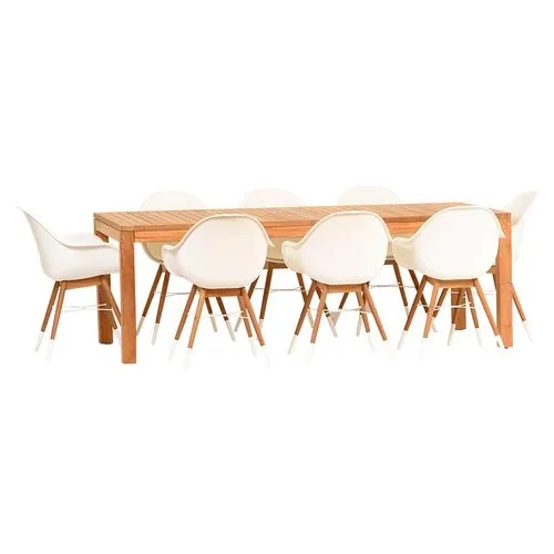 Charlotte 9-Pc Amazonia Outdoor Dining Set - White/Natural