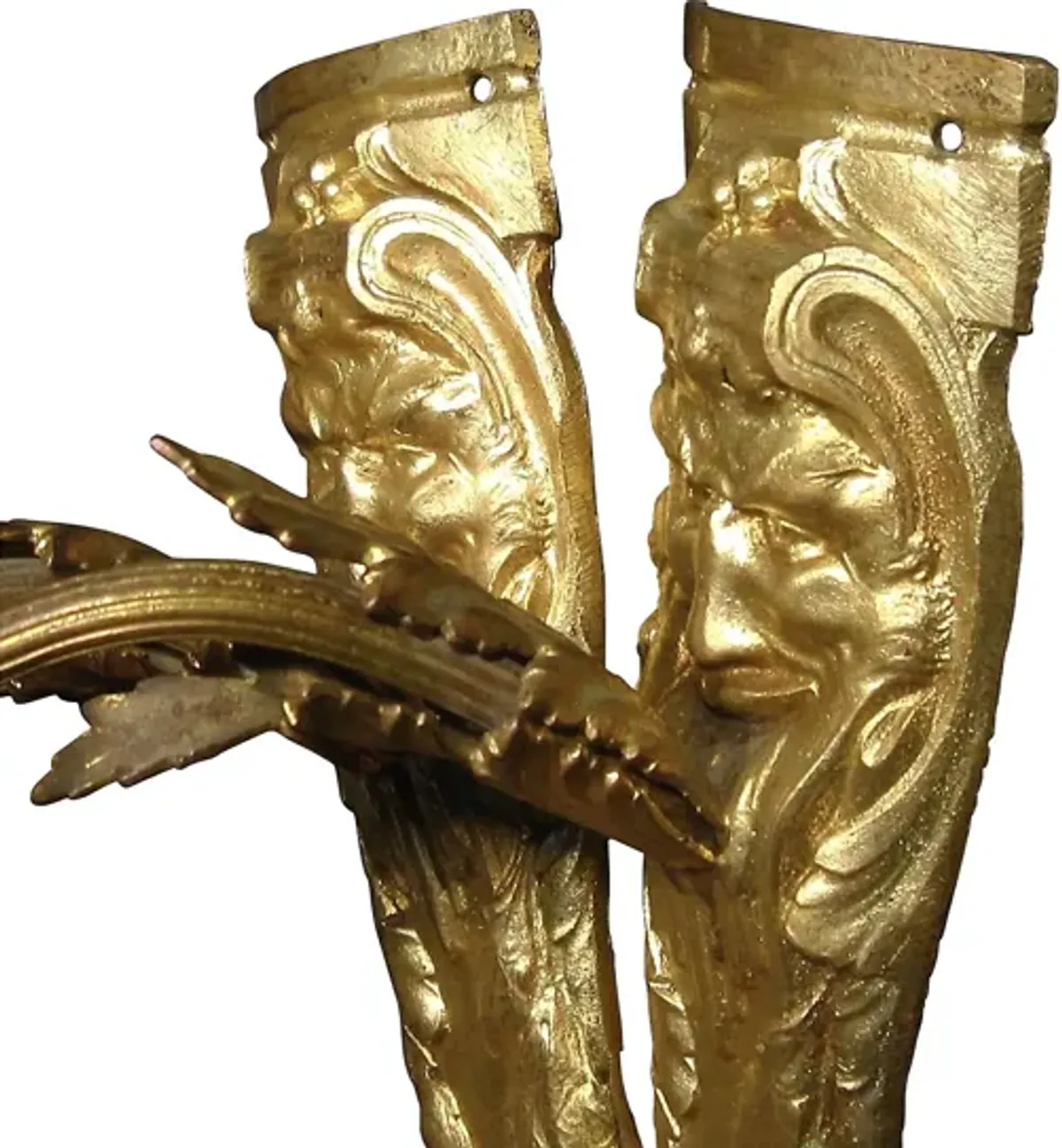 19th C. Neoclassical Mask Sconces - Set of 2 - Something Vintage - Gold