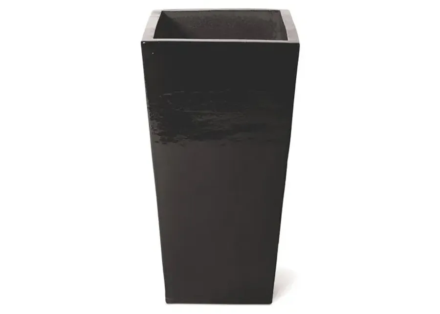 English Outdoor Planter - Gloss Black - Handcrafted - 33H x 18W x 18D in