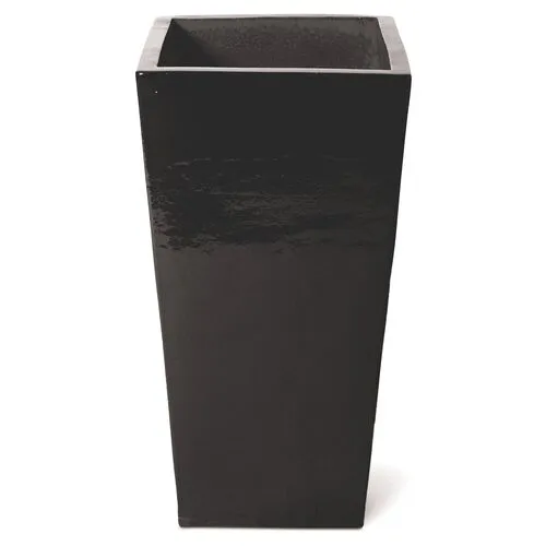 English Outdoor Planter - Gloss Black - Handcrafted - 33H x 18W x 18D in