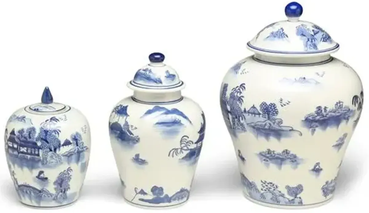 Set of 3 Ashford A Jar Set - Blue/White