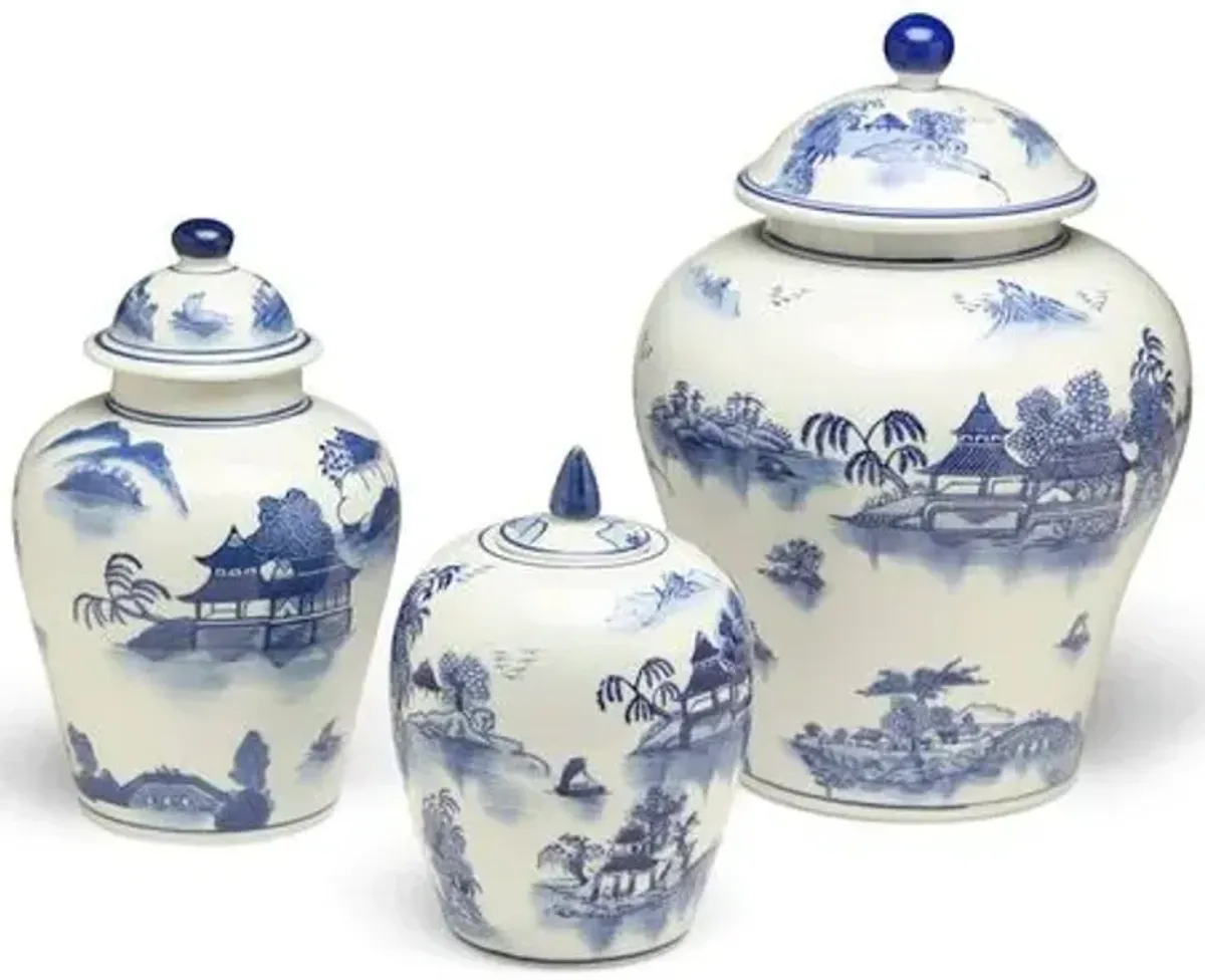 Set of 3 Ashford A Jar Set - Blue/White