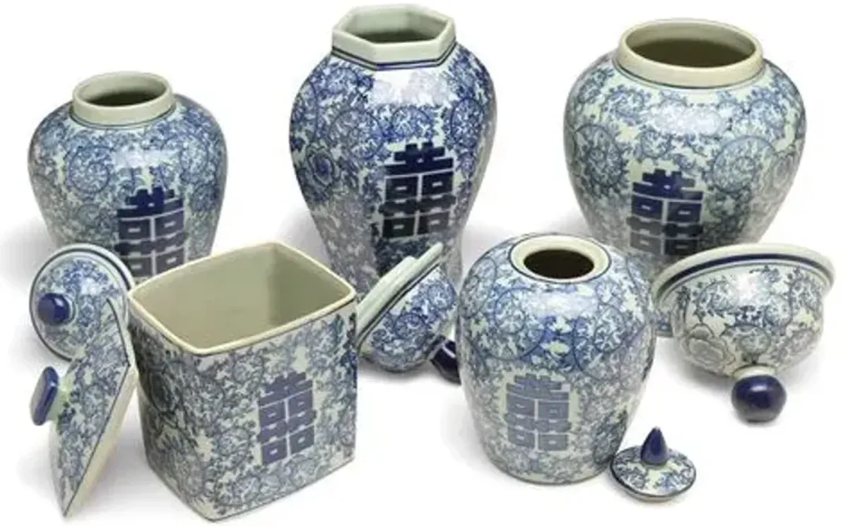 Set of 5 Bella Jar Set - White/Blue