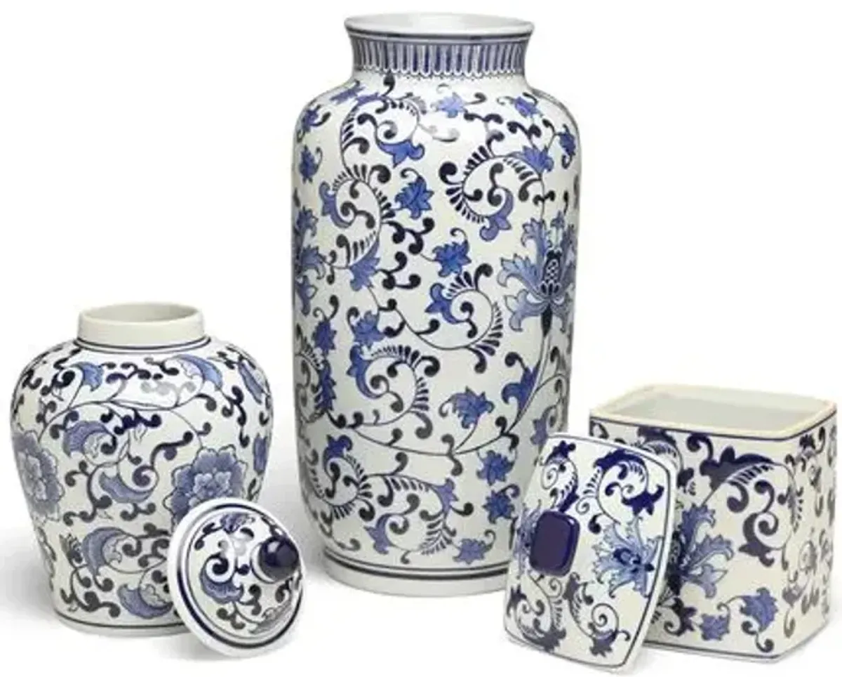 Set of 3 Clint B Jar Set - Blue/White