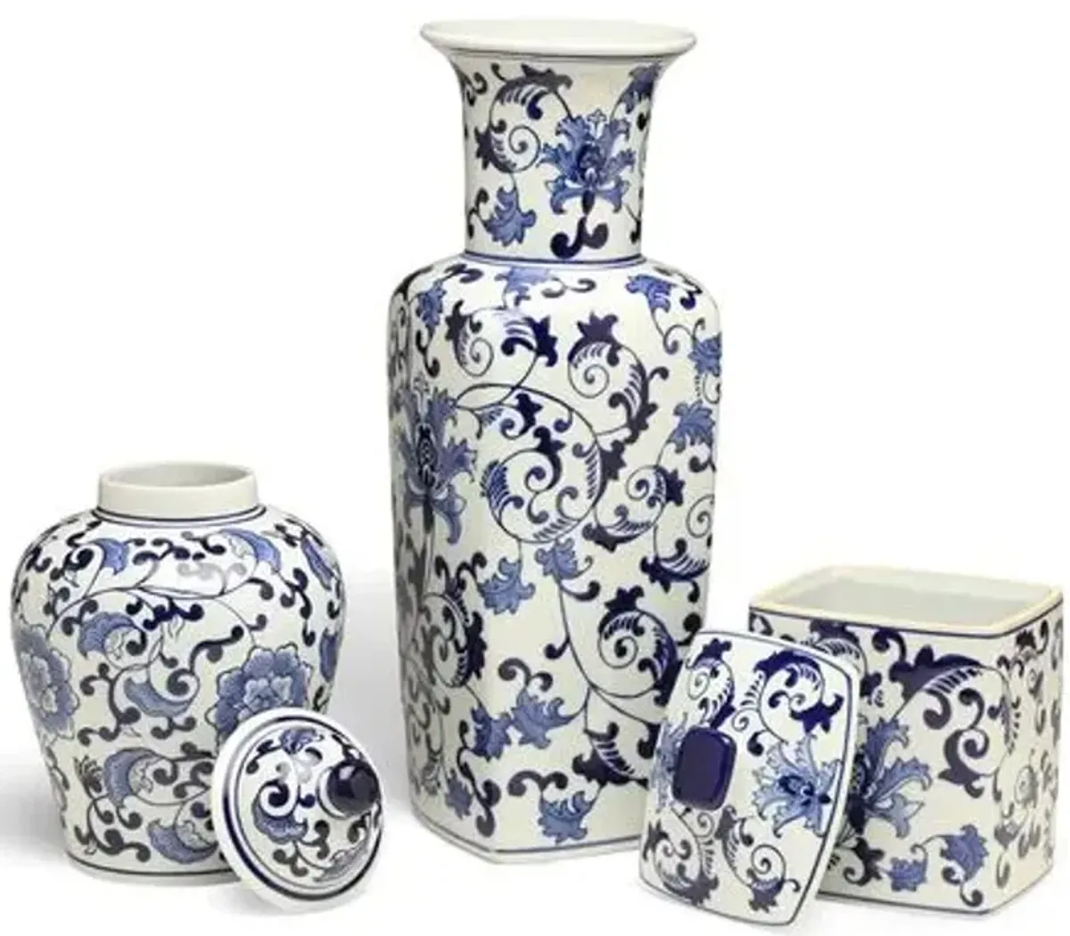 Set of 3 Clint B Jar Set - Blue/White