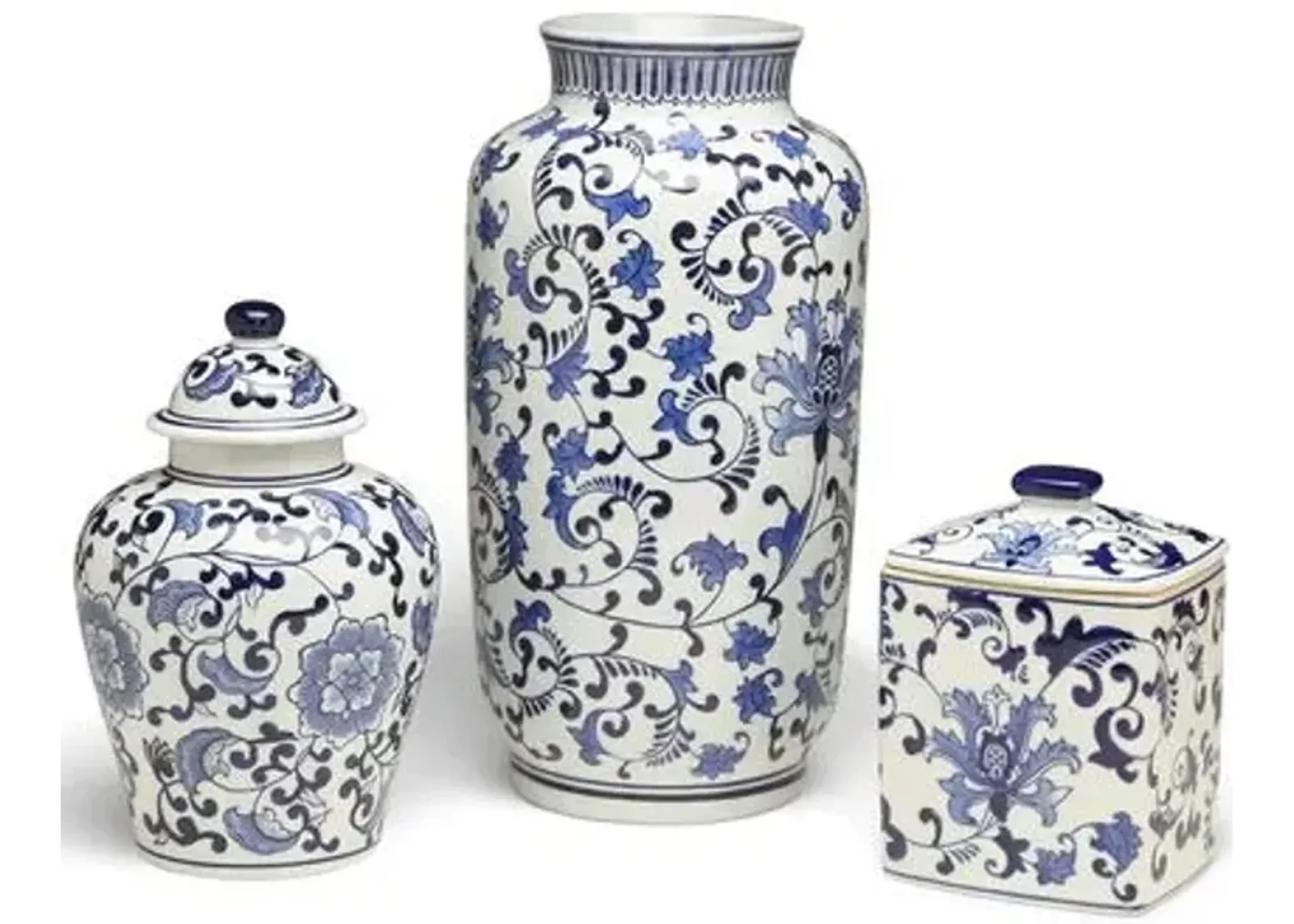 Set of 3 Clint B Jar Set - Blue/White