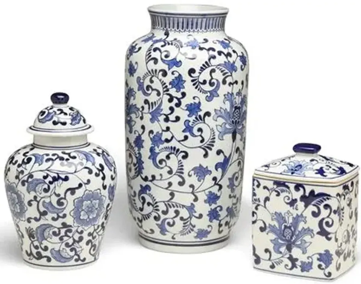 Set of 3 Clint B Jar Set - Blue/White