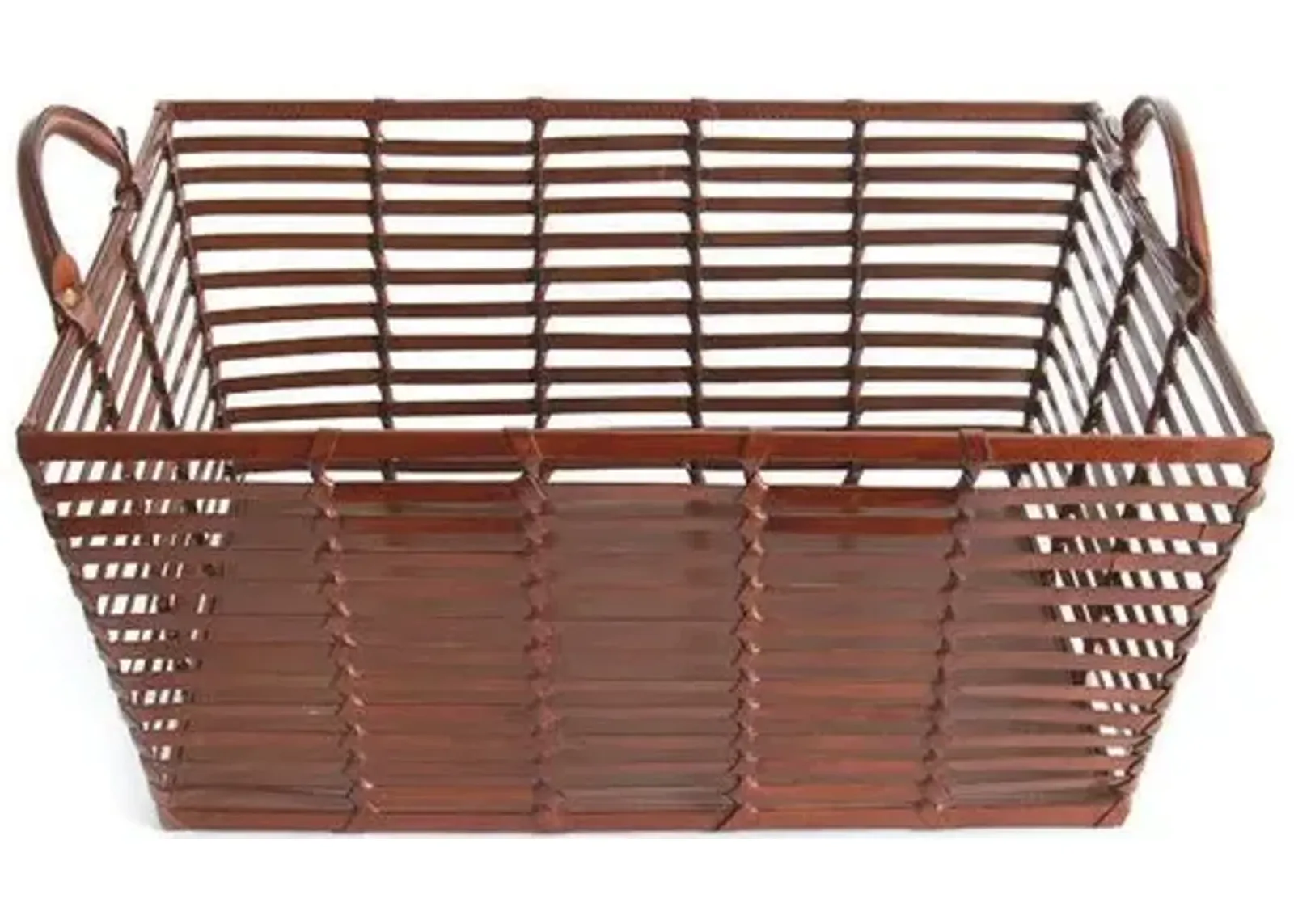 22" Farther Leather Basket - Pecan - Brown