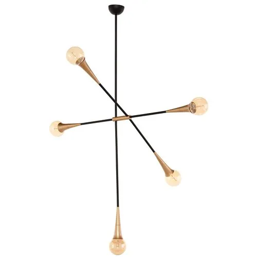 Watley 5-Light Chandelier - Brass/Black - Gold