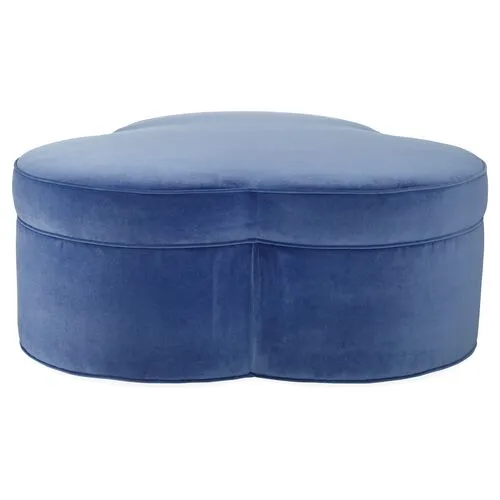 Portsmouth Upholstered Ottoman - Cobalt Velvet - Blue