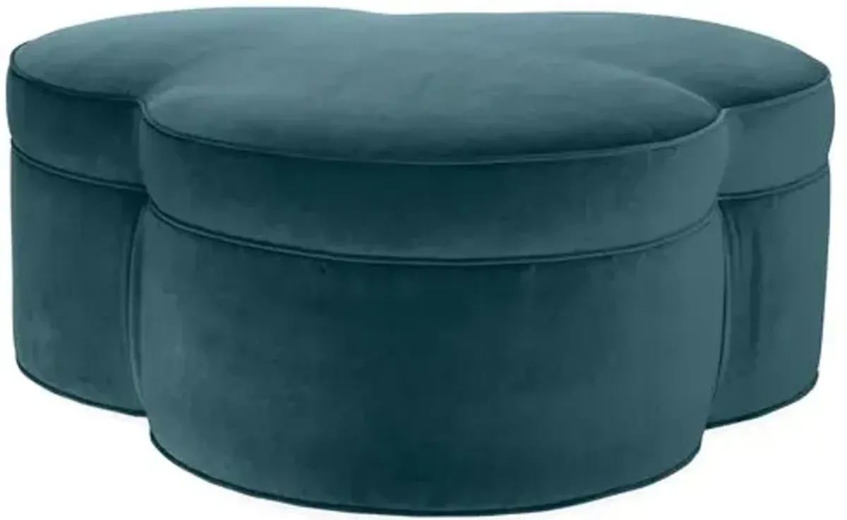 Portsmouth Upholstered Ottoman - Teal Velvet - Blue