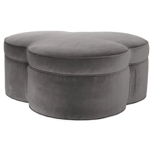 Portsmouth Upholstered Ottoman - Light Gray Velvet