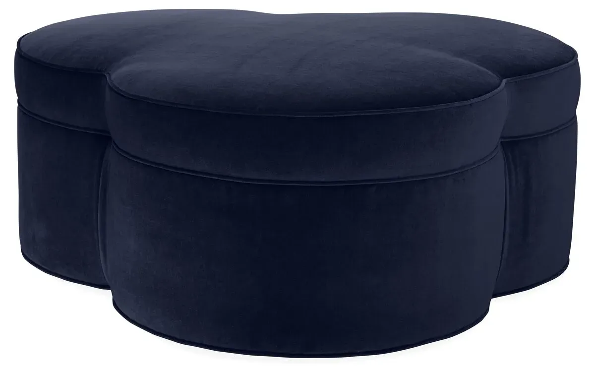 Portsmouth Upholstered Ottoman - Navy Velvet - Blue