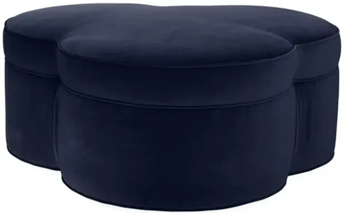 Portsmouth Upholstered Ottoman - Navy Velvet - Blue