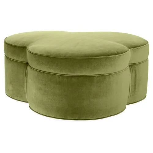 Portsmouth Upholstered Ottoman - Moss Velvet - Green