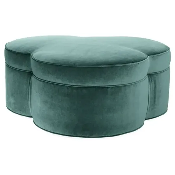 Portsmouth Upholstered Ottoman - Jade Velvet - Green