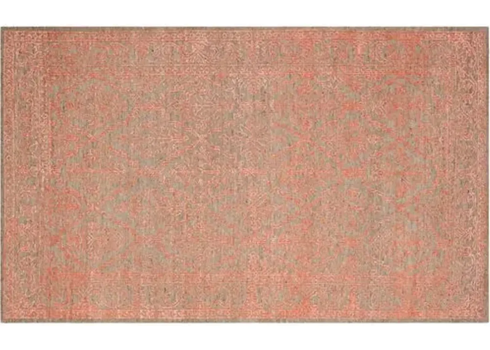 Logue Hand-Knotted Rug - Dark Beige/Coral - Orange - Orange