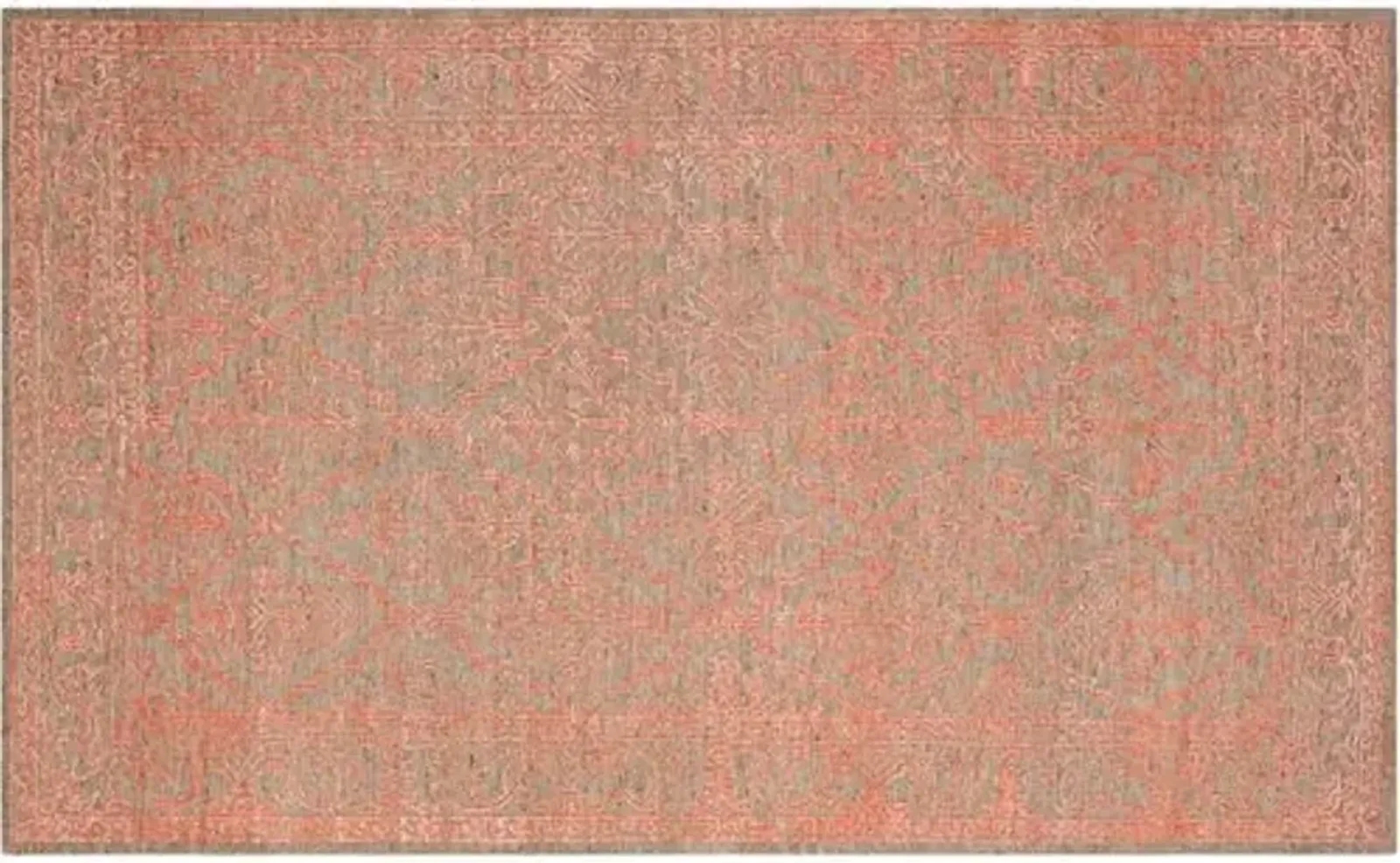 Logue Hand-Knotted Rug - Dark Beige/Coral - Orange - Orange