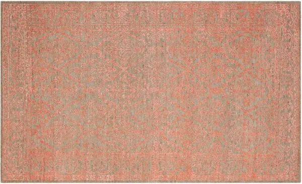 Logue Hand-Knotted Rug - Dark Beige/Coral - Orange - Orange