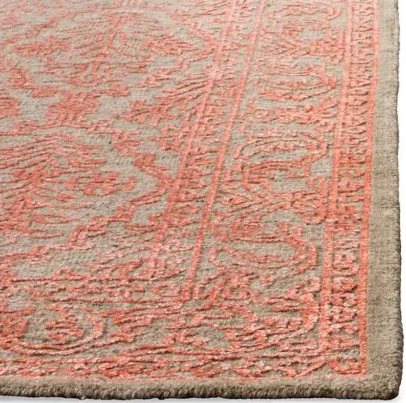 Logue Hand-Knotted Rug - Dark Beige/Coral - Orange - Orange