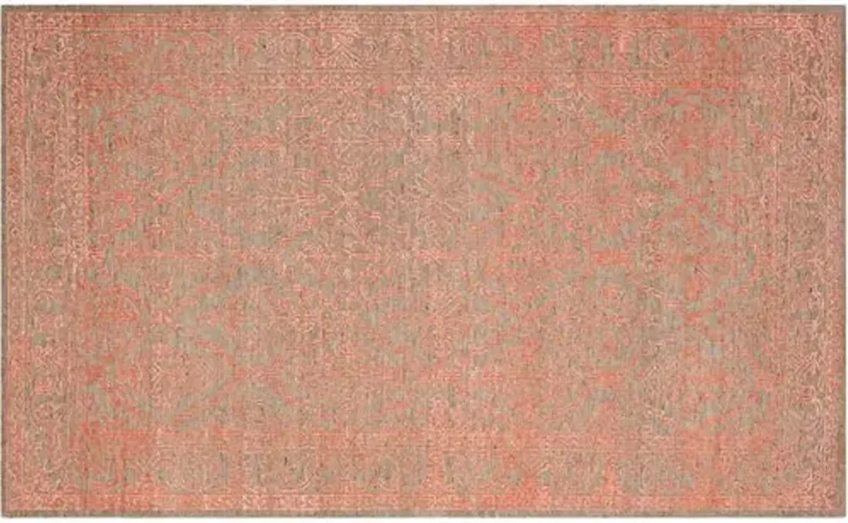 Logue Hand-Knotted Rug - Dark Beige/Coral - Orange - Orange