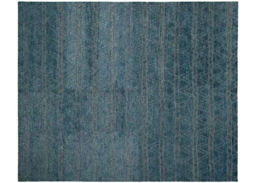 Zobelle Hand-Knotted Rug - Teal - Blue - Blue