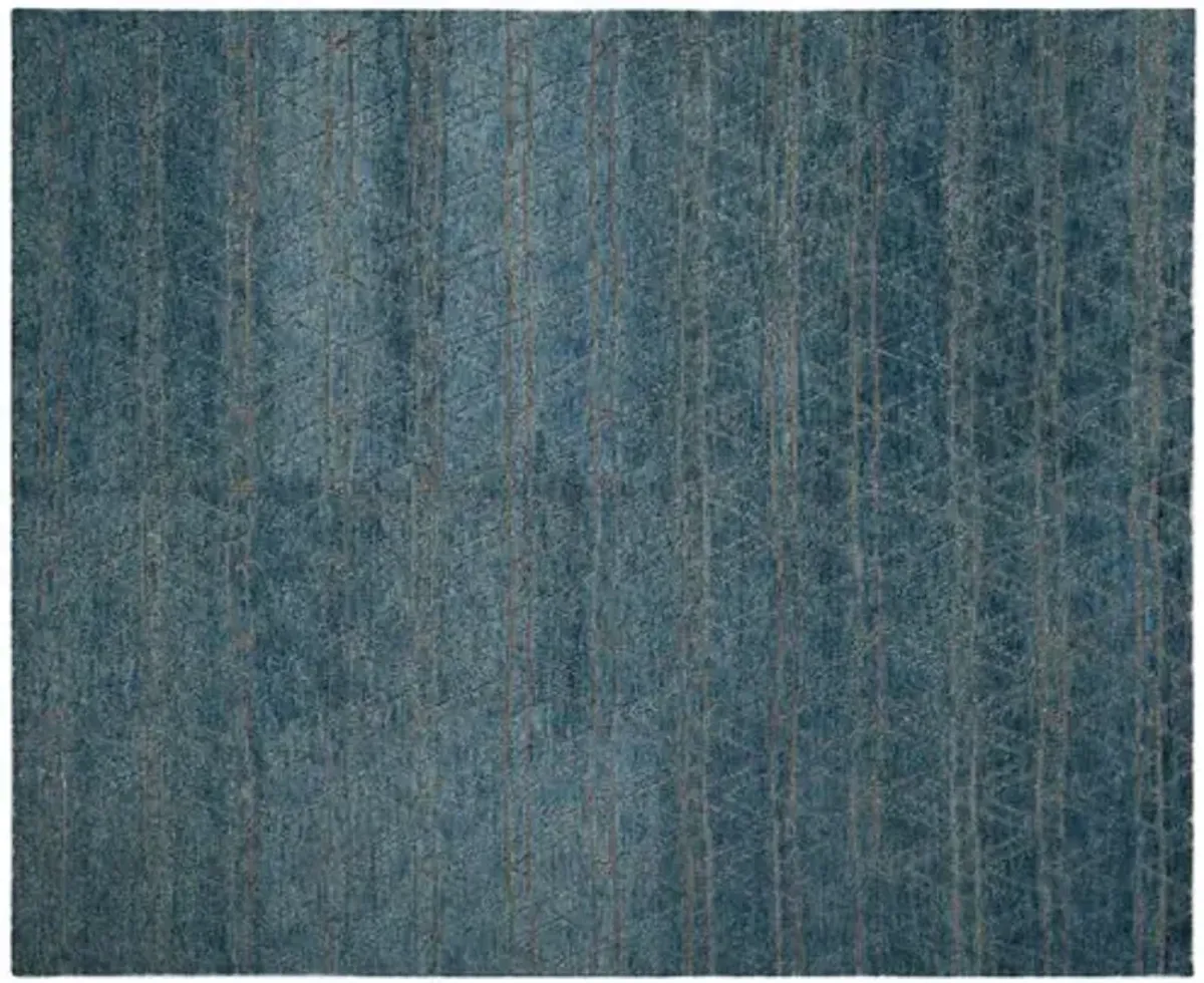 Zobelle Hand-Knotted Rug - Teal - Blue - Blue