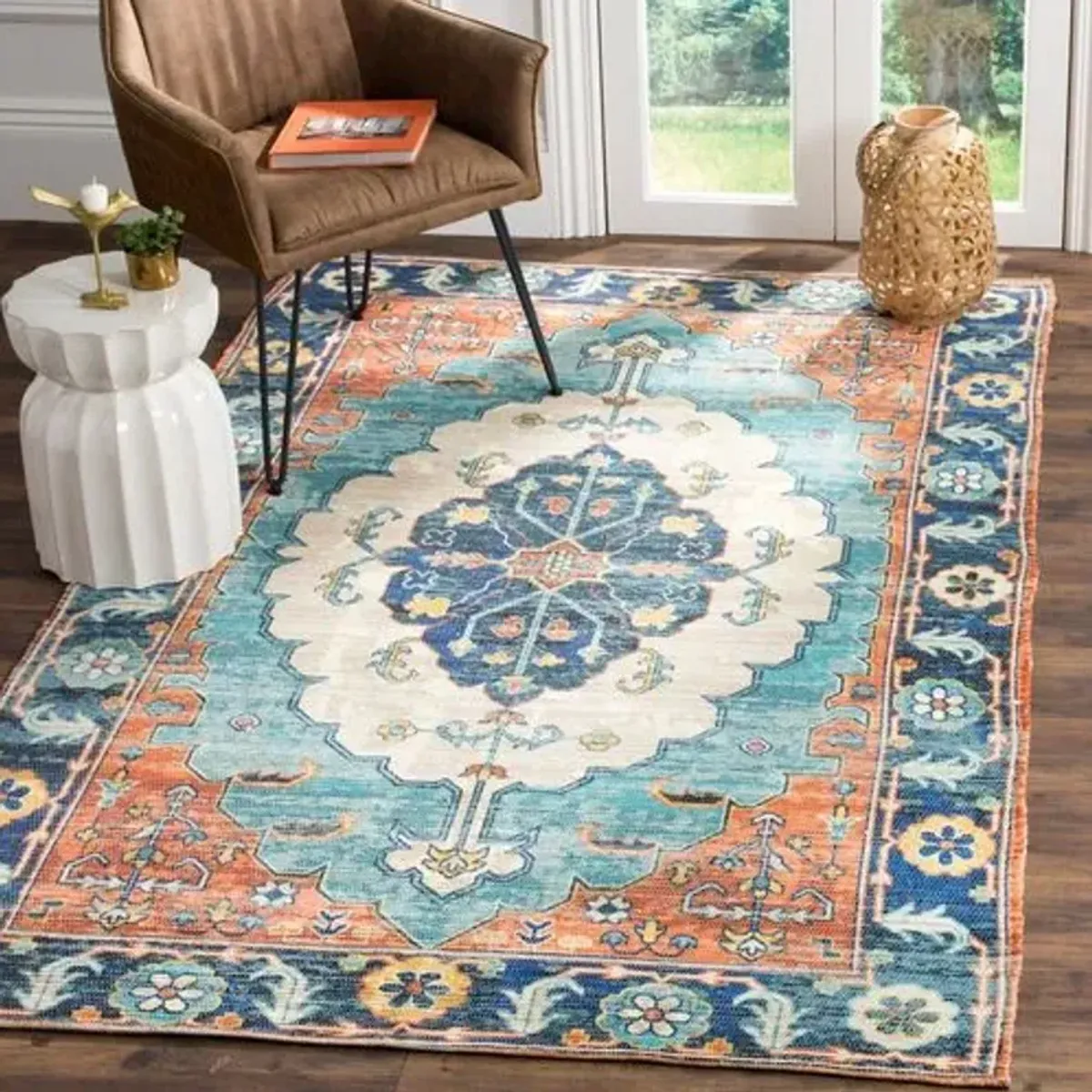 Chatwin Rug - Blue/Coral - Blue