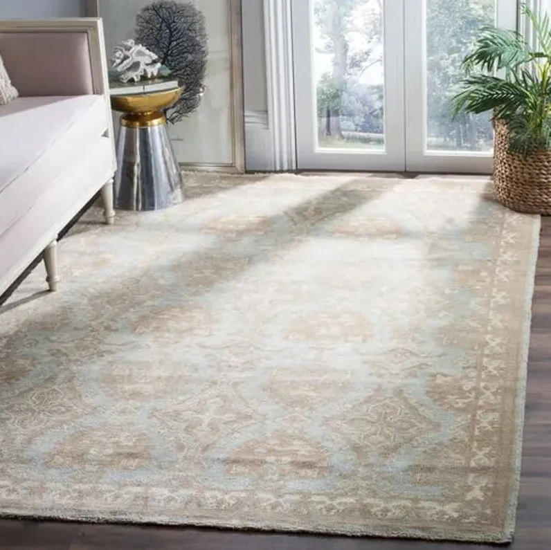 Moreau Hand-Knotted Rug - Light Blue/Beige - Beige