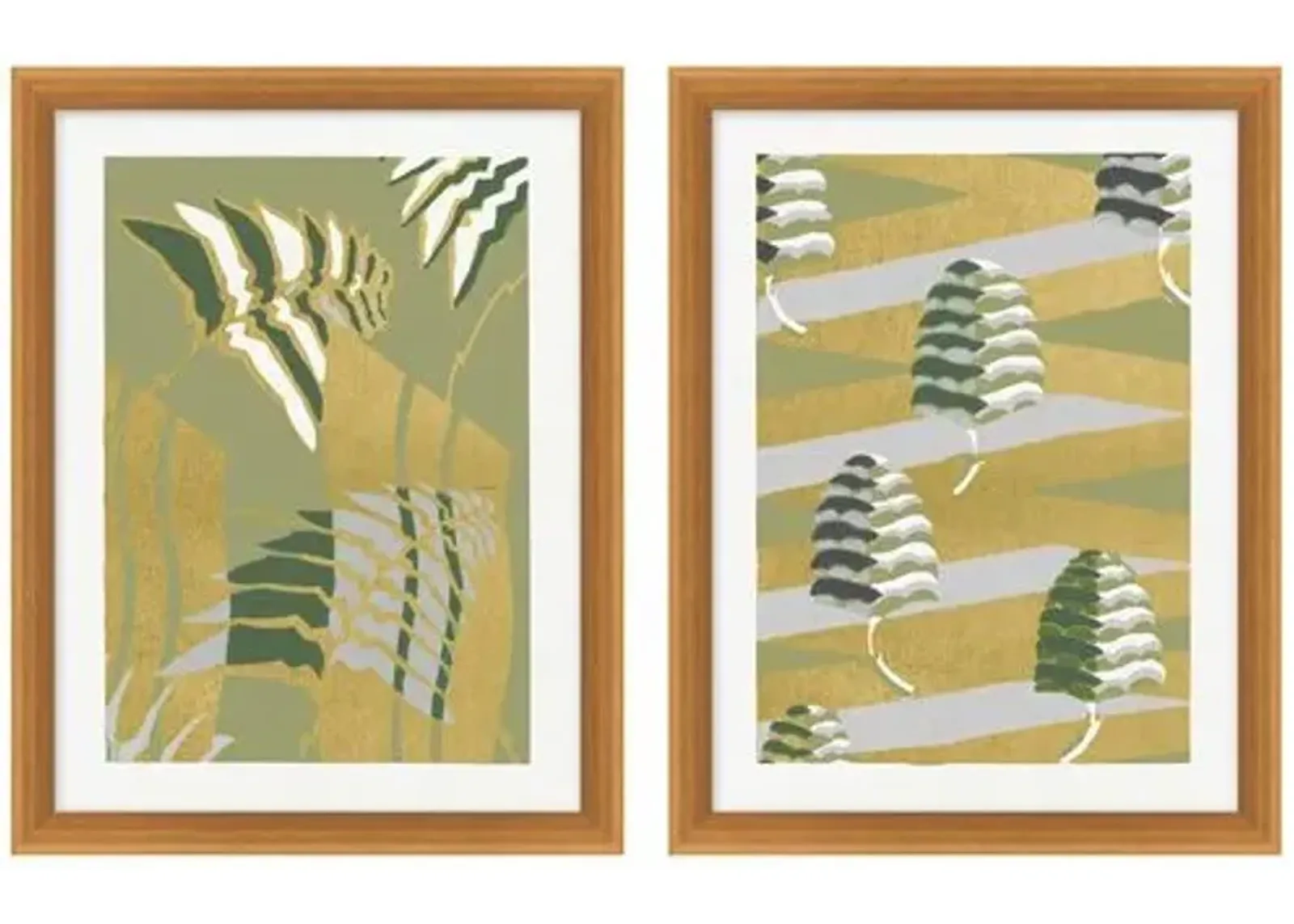 Gilded Pattern 3-4 Diptych - Green