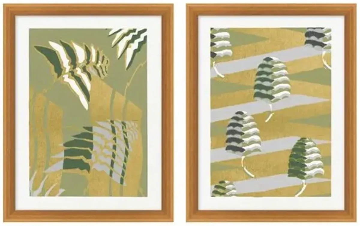 Gilded Pattern 3-4 Diptych - Green