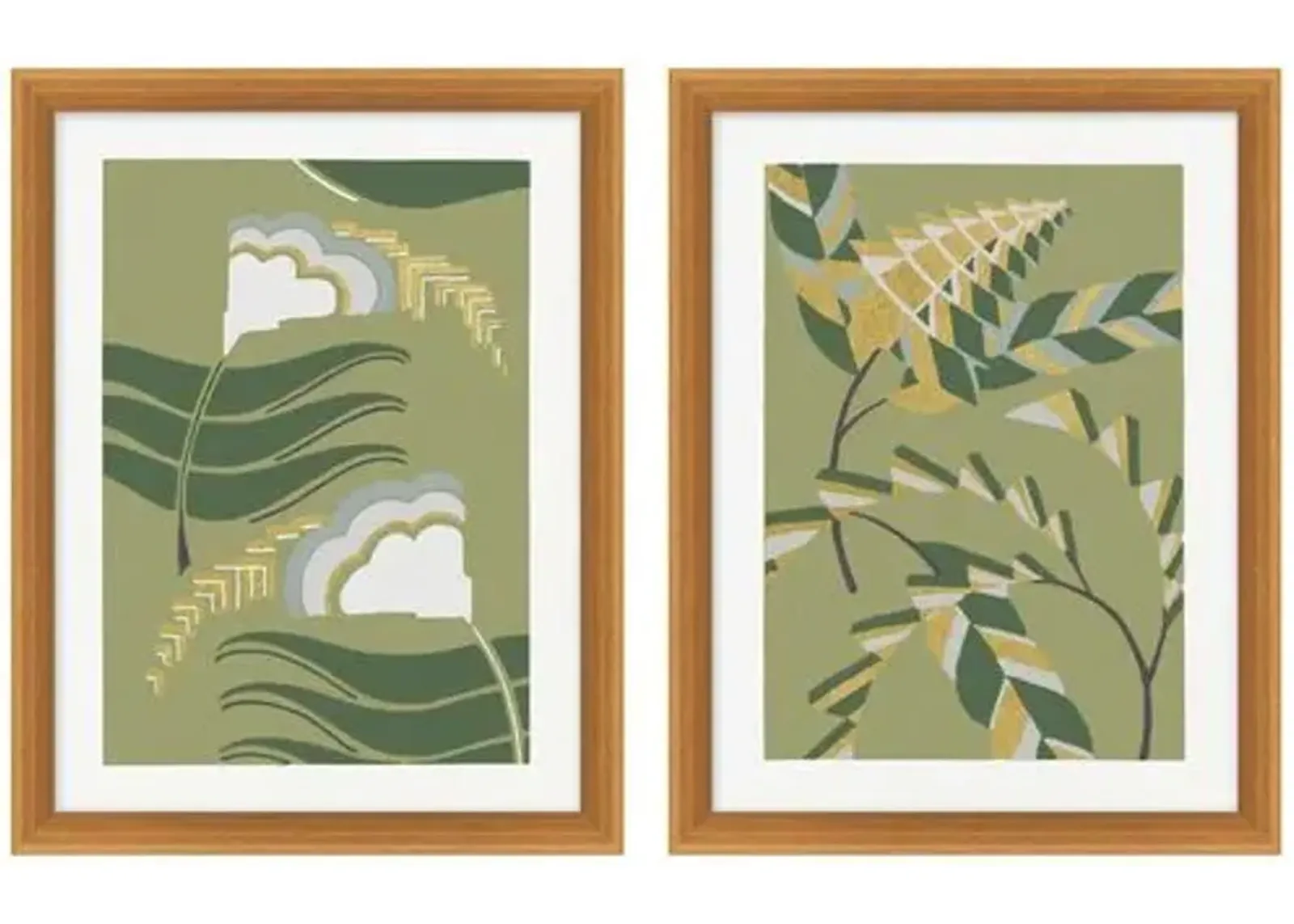 Gilded Pattern 5-6 Diptych - Green