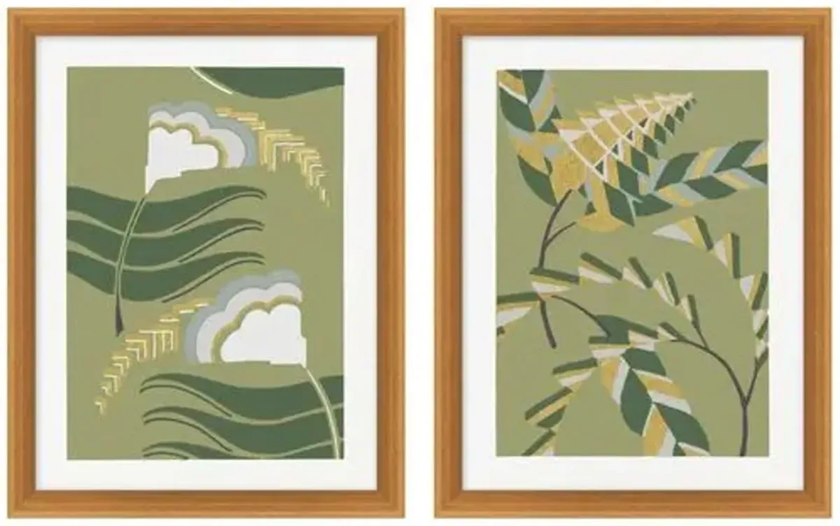 Gilded Pattern 5-6 Diptych - Green